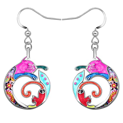 DALANE Emaille Legierung Ohrringe Hängend Katze Anime Kätzchen Haustiere Schmuck Katze Geschenke für Damen Mädchen Kinder (Mehrfarbig) von DALANE