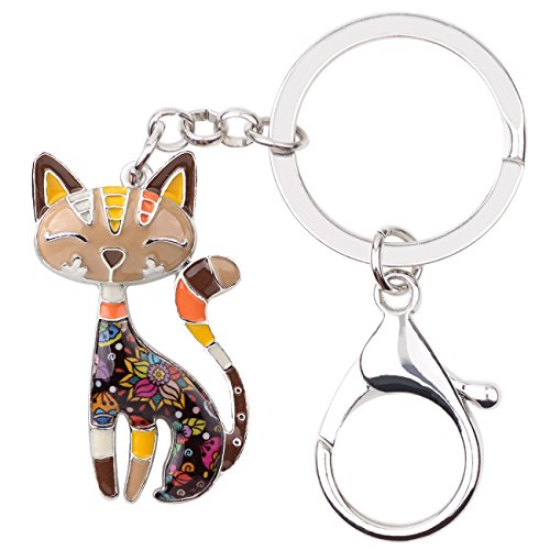 DALANE Emaille Legierung Süße Schlüsselanhänger Katze Kätzchen Auto Schlüsselanbund Haustiere Schmuck Katze Geschenke für Damen Mädchen (Beige) von DALANE