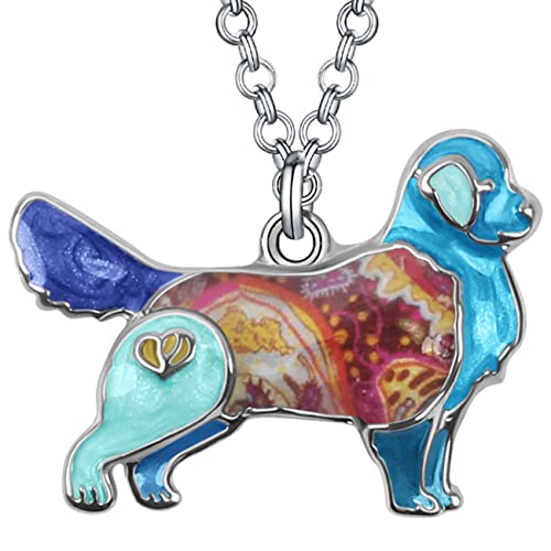 DALANE Emaille Netter Golden Retriever Hund Halskette Welpe Anhänger Haustiere Schmuck Geschenke für Damen Mädchen Kinder (Blau) von DALANE