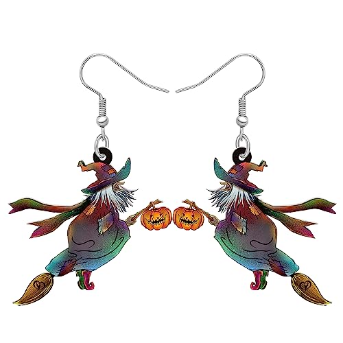 DALANE Halloween Acryl Niedlich Besen Hexe Ohrringe Baumeln Fahsion Schmuck Kürbis Geschenke für Frauen Mädchen (Multi) von DALANE
