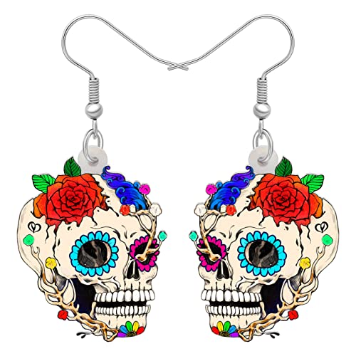 DALANE Halloween Geschenke Acryl Floral Sugar Skull Ohrringe Dangle Drop Schmuck für Frauen Mädchen Party Charms (Multi B) von DALANE