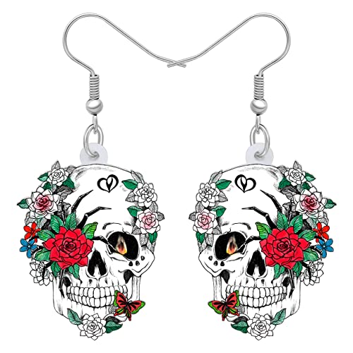 DALANE Halloween Geschenke Acryl Floral Sugar Skull Ohrringe Dangle Drop Schmuck für Frauen Mädchen Party Charms (Multi D) von DALANE