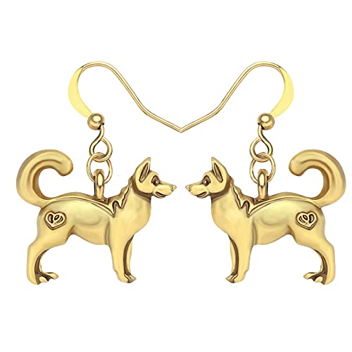 DALANE Legierung Antik Niedliche Siberian Husky Hund Ohrringe Dangle Haustiere Schmuck Geschenke für Damen Mädchen (Antik versilbert A) von DALANE