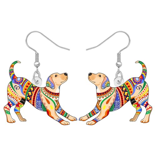 DALANE Niedliche Acryl Hund Mama Geschenke Labrador Ohrringe Hängend Folk Kunst Muster Stellungnahme Bohemian Schmuck Boho Geschenke für Damen Mädchen Hundeliebhaber Haustiere Besitzer (Tan) von DALANE