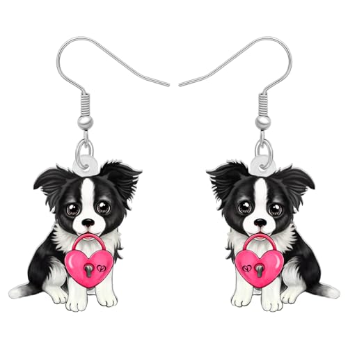 DALANE Valentinstag Geschenke für Frauen Mädchen süße kreative Acryl Hund Hunden Haustiere baumeln Ohrringe hypoallergenen Schmuck für Hundeliebhaber Dekorationen (Border Collie) von DALANE