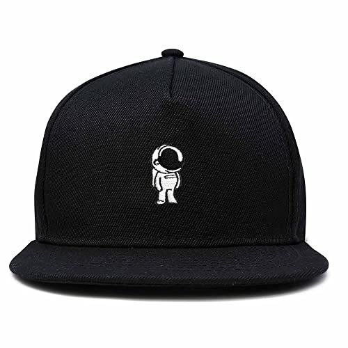 DALIX Astronaut Spaceman Bestickter Snapback Flache Rechnung Hut, Schwarz von DALIX