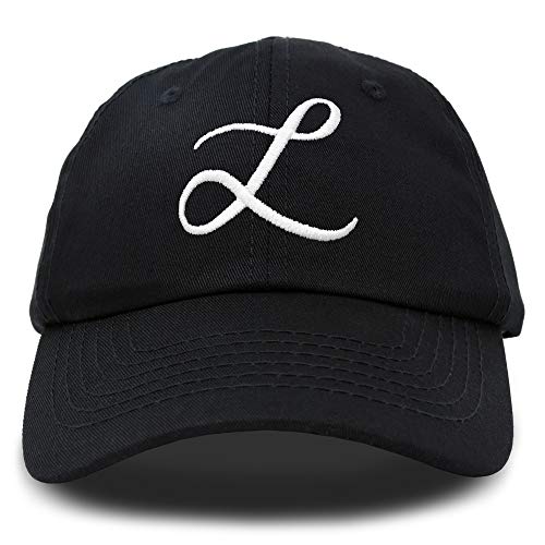 DALIX Initial Hat Buchstabe L Damen Baseball Cap Monogramm Cursive Stickerei - Schwarz - Einstellbar von DALIX