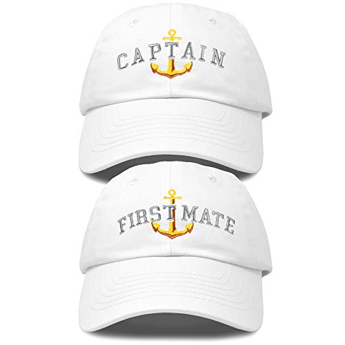 Passendes Captain- und First Mate Hut-Set, bestickte Ballkappe, Weiss/opulenter Garten, Einheitsgröße von DALIX