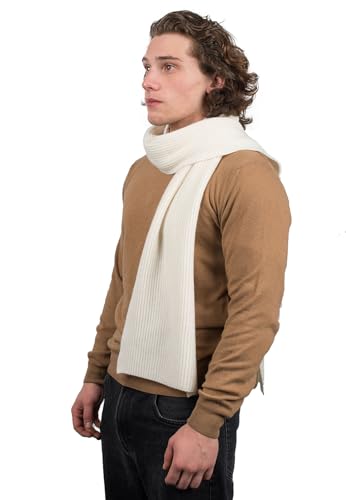 Dalle Piane Cashmere - Gerippter Schal aus 100% Kaschmir - für Mann, Farbe: Creme, Einheitsgröße von Dalle Piane Cashmere