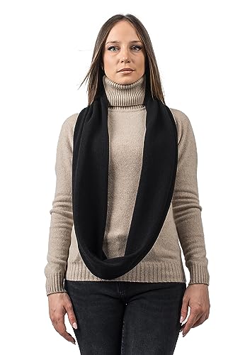 Dalle Piane Cashmere - Geschlossener Schal aus 100% regeneriertem Kaschmir - Made in Italy - für Frau, Farbe: Schwarz, Einheitsgröße von Dalle Piane Cashmere