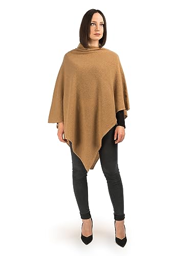 Dalle Piane Cashmere - Poncho aus 100% Kaschmir - Made in Italy - für Frau, Farbe: Kamel, Einheitsgröße von Dalle Piane Cashmere