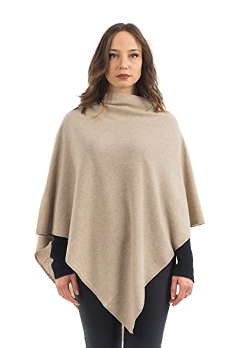 Dalle Piane Cashmere - Poncho aus Kaschmir-Gemisch - Made in Italy - Damen, Farbe: Beige, Einheitsgröße von Dalle Piane Cashmere