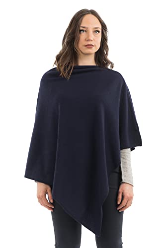 Dalle Piane Cashmere - Poncho aus Kaschmir-Gemisch - Made in Italy - Damen, Farbe: Blau, Einheitsgröße von Dalle Piane Cashmere