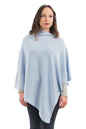 Dalle Piane Cashmere - Poncho aus Kaschmir-Gemisch - Made in Italy - Damen, Farbe: Himmel, Einheitsgröße von Dalle Piane Cashmere