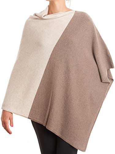 Dalle Piane Cashmere - Poncho zweifarbig zu 100% aus Kaschmir - für Damen, Farbe: Beige, Einheitsgröße von Dalle Piane Cashmere