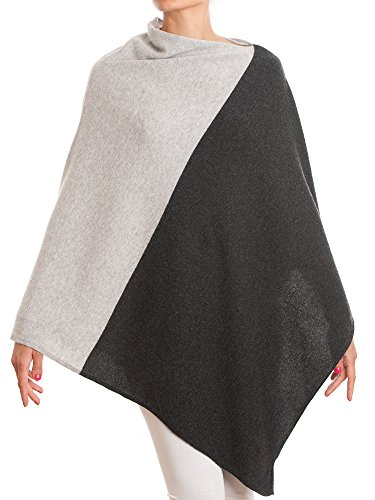 Dalle Piane Cashmere - Poncho zweifarbig zu 100% aus Kaschmir - für Damen, Farbe: Grau, Einheitsgröße von Dalle Piane Cashmere