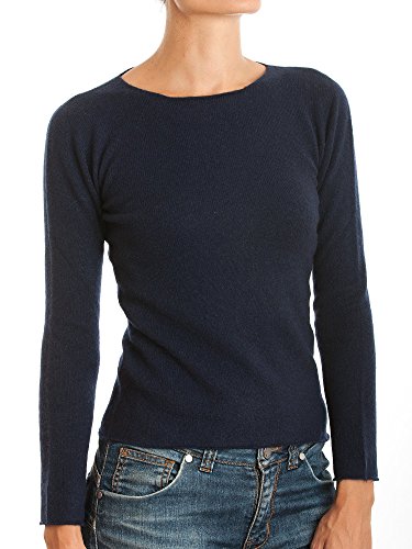 Dalle Piane Cashmere - Rundhalsausschnitt 100% Kaschmir, Made in Italy - Damen, Farbe: Blau, Größe: XL von Dalle Piane Cashmere