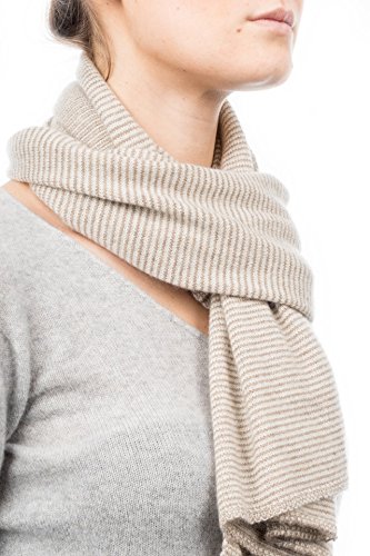 Dalle Piane Cashmere - Gestreifter Schal aus 100% Kaschmir - für Mann/Frau, Farbe: Beige, Einheitsgröße von Dalle Piane Cashmere