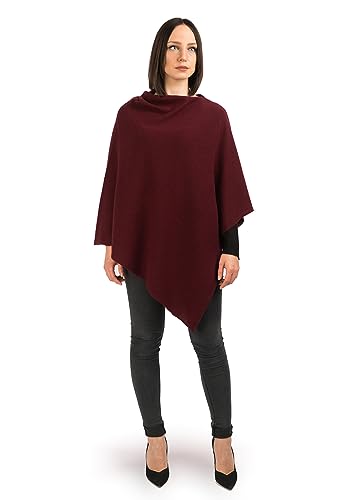 Dalle Piane Cashmere - Poncho aus 100% Kaschmir - Made in Italy - für Frau, Farbe: Bordeaux, Einheitsgröße von Dalle Piane Cashmere