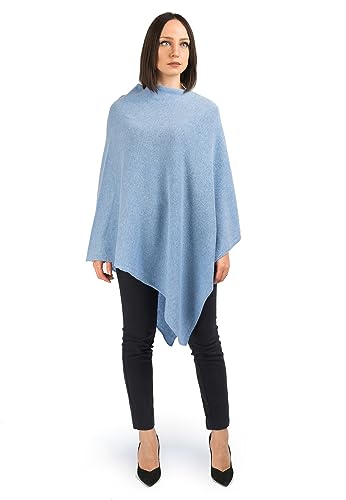 Dalle Piane Cashmere - Poncho aus 100% Kaschmir - Made in Italy - für Frau, Farbe: Himmel, Einheitsgröße von Dalle Piane Cashmere