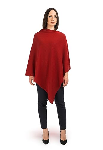 Dalle Piane Cashmere - Poncho aus 100% Kaschmir - Made in Italy - für Frau, Farbe: Rot, Einheitsgröße von Dalle Piane Cashmere