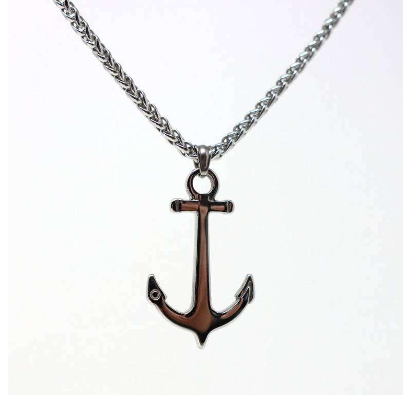 DALMARO Kette mit Anhänger Lederkette Edelstahlkette 316L ANCHOR, Herren Halskette Biker / Wikinger Kette - Schmuckbox von DALMARO