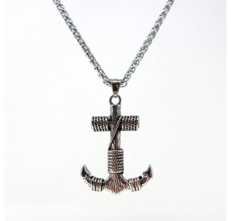 DALMARO Kette mit Anhänger Lederkette Edelstahlkette 316L ANKERKNOTEN, Herren Halskette Biker / Wikinger Kette - Schmuckbox von DALMARO