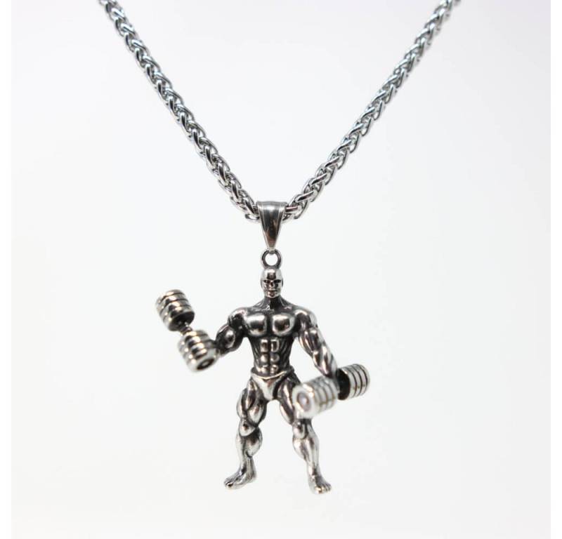 DALMARO Kette mit Anhänger Lederkette Edelstahlkette 316L BODYBUILDER, Herren Halskette Biker / Wikinger Kette - Schmuckbox von DALMARO