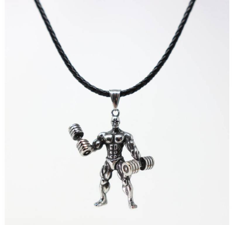 DALMARO Kette mit Anhänger Lederkette Edelstahlkette 316L BODYBUILDER, Herren Halskette Biker / Wikinger Kette - Schmuckbox von DALMARO