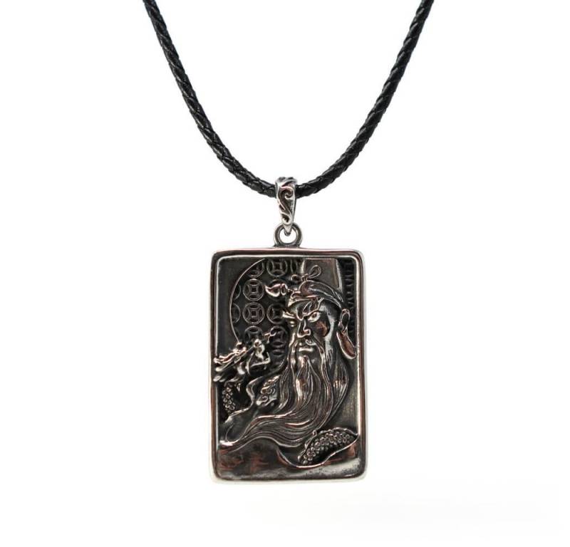 DALMARO Kette mit Anhänger Lederkette Edelstahlkette 316L CHINESE SAMURAI, Herren Halskette Biker / Wikinger Kette - Schmuckbox von DALMARO