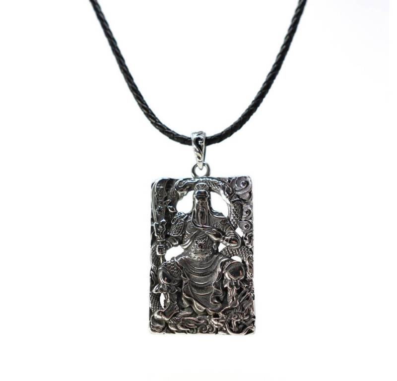 DALMARO Kette mit Anhänger Lederkette Edelstahlkette 316L CHINESE WARRIOR, Herren Halskette Biker / Wikinger Kette - Schmuckbox von DALMARO