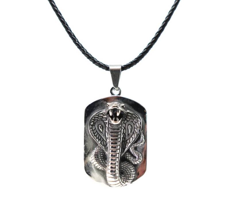 DALMARO Kette mit Anhänger Lederkette Edelstahlkette 316L COBRA AMULETT, Herren Halskette Biker / Wikinger Kette - Schmuckbox von DALMARO