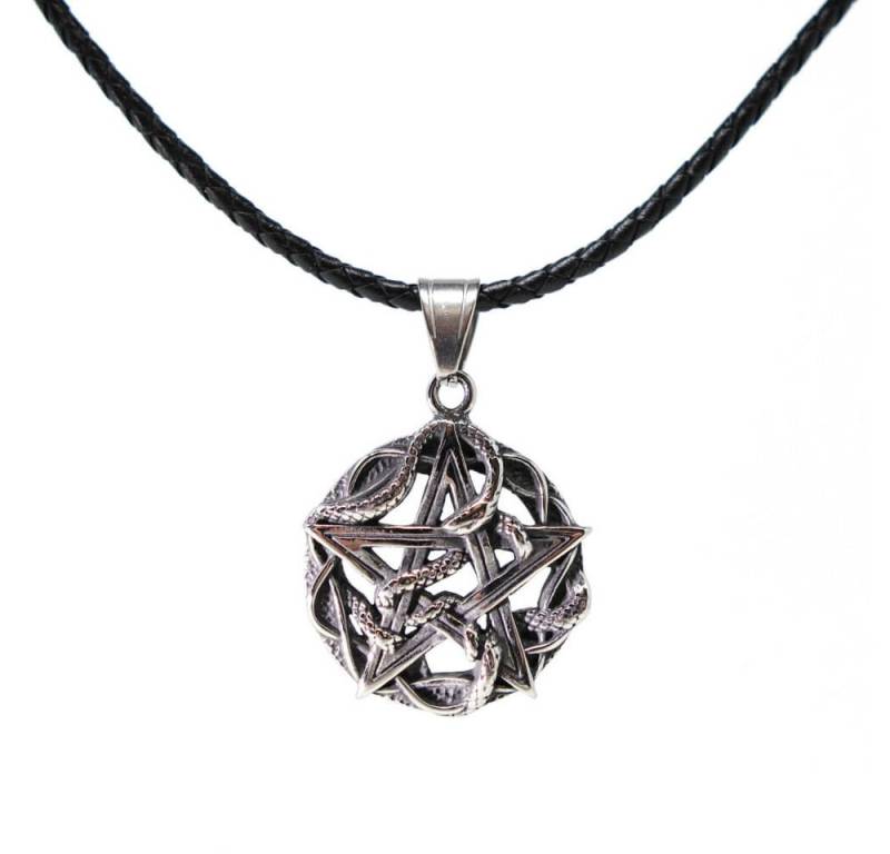 DALMARO Kette mit Anhänger Lederkette Edelstahlkette 316L DAVIDSTERN SCHLANGE, Herren Halskette Biker / Wikinger Kette - Schmuckbox von DALMARO