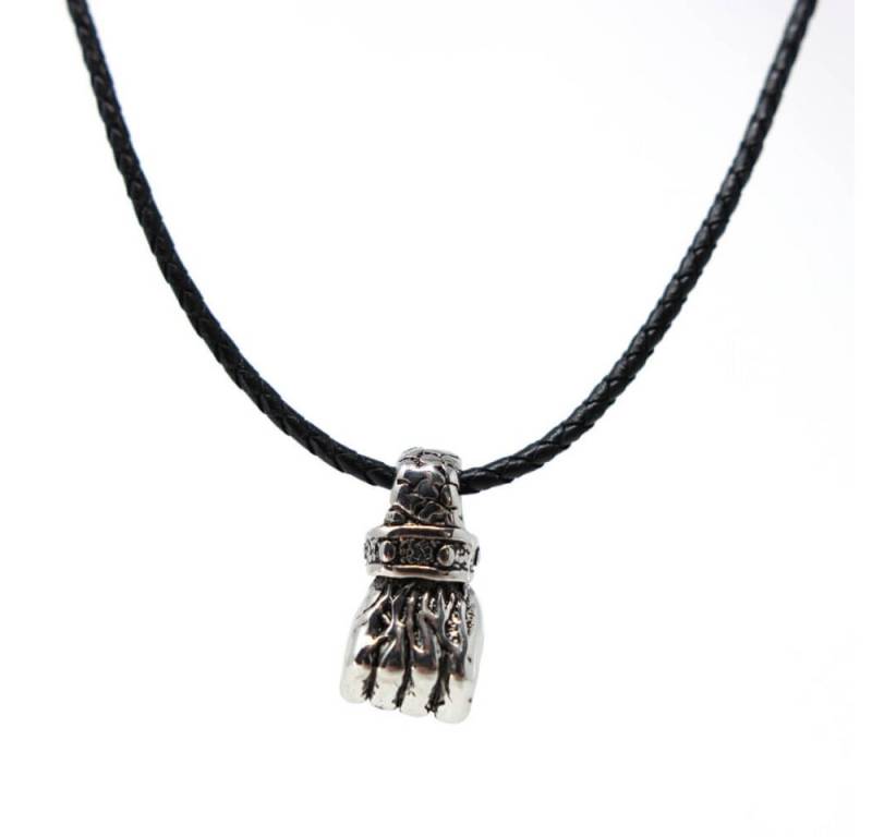 DALMARO Kette mit Anhänger Lederkette Edelstahlkette 316L DIE FAUST, Herren Halskette Biker / Wikinger Kette - Schmuckbox von DALMARO