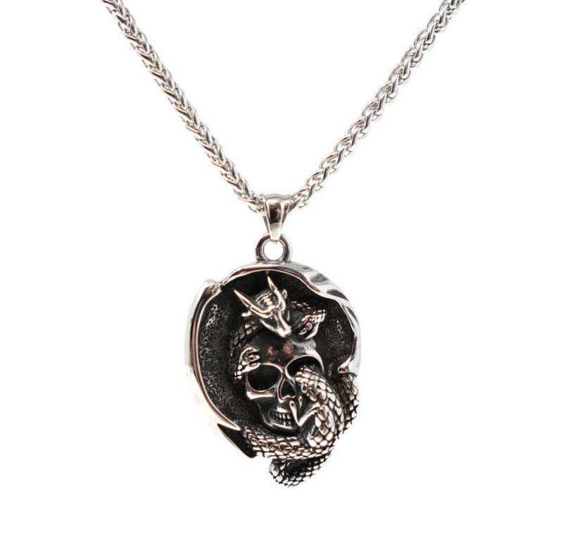 DALMARO Kette mit Anhänger Lederkette Edelstahlkette 316L DRACHEN AMULETT, Herren Halskette Biker / Wikinger Kette - Schmuckbox von DALMARO