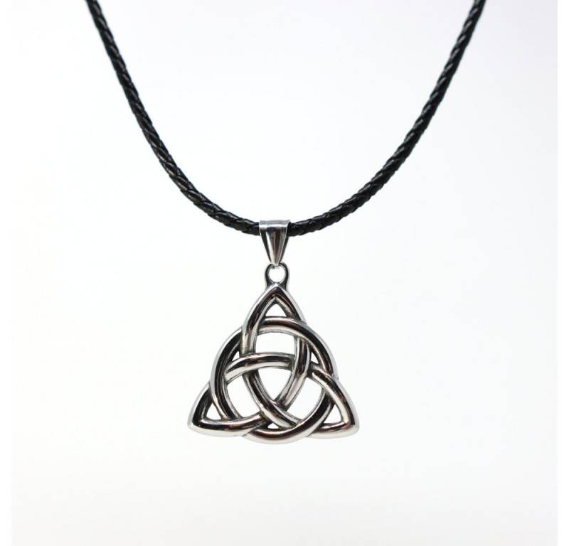 DALMARO Kette mit Anhänger Lederkette Edelstahlkette 316L DREIEINIGKEIT, Herren Halskette Biker / Wikinger Kette - Schmuckbox von DALMARO