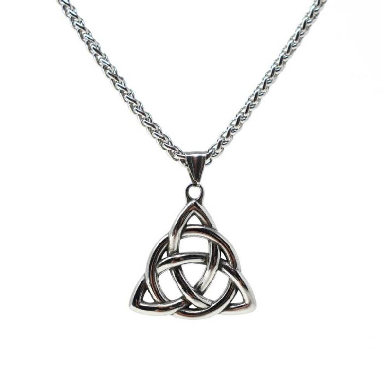 DALMARO Kette mit Anhänger Lederkette Edelstahlkette 316L DREIEINIGKEIT, Herren Halskette Biker / Wikinger Kette - Schmuckbox von DALMARO