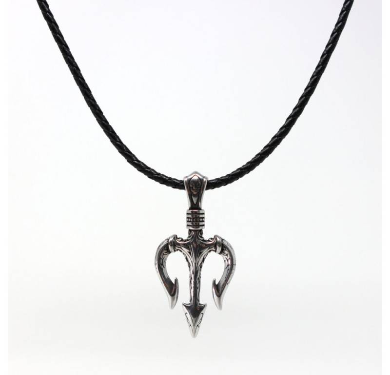 DALMARO Kette mit Anhänger Lederkette Edelstahlkette 316L DREIZACK, Herren Halskette Biker / Wikinger Kette - Schmuckbox von DALMARO