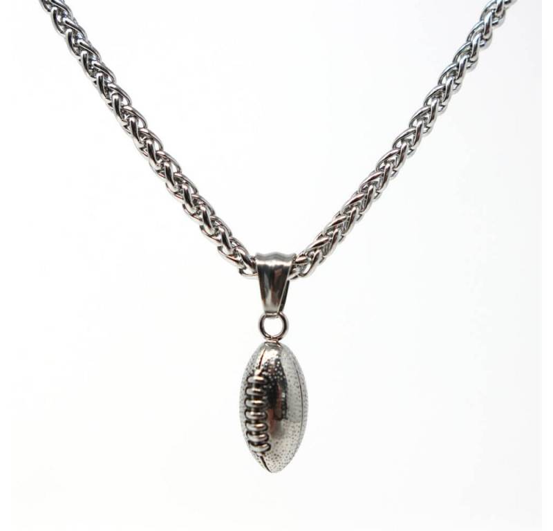 DALMARO Kette mit Anhänger Lederkette Edelstahlkette 316L FOOTBALL, Herren Halskette Biker / Wikinger Kette - Schmuckbox von DALMARO