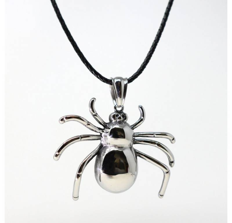 DALMARO Kette mit Anhänger Lederkette Edelstahlkette 316L GIGANT SPIDER, Herren Halskette Biker / Wikinger Kette - Schmuckbox von DALMARO