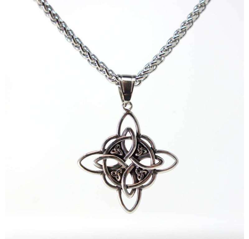 DALMARO Kette mit Anhänger Lederkette Edelstahlkette 316L KELTISCHER KNOTEN, Herren Halskette Biker / Wikinger Kette - Schmuckbox von DALMARO