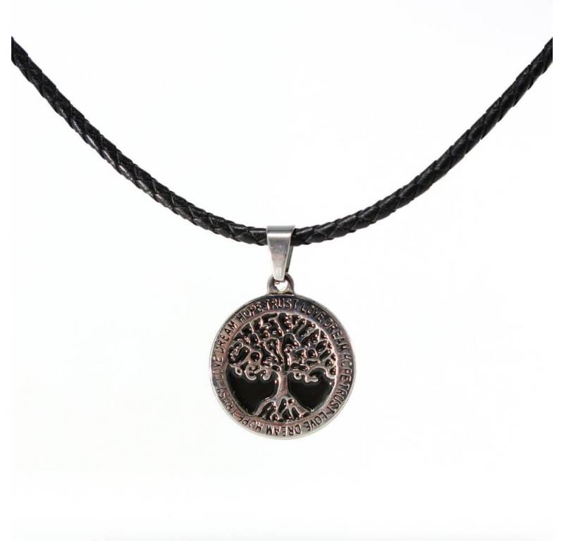 DALMARO Kette mit Anhänger Lederkette Edelstahlkette 316L LEBENSBAUM, Herren Halskette Biker / Wikinger Kette - Schmuckbox von DALMARO