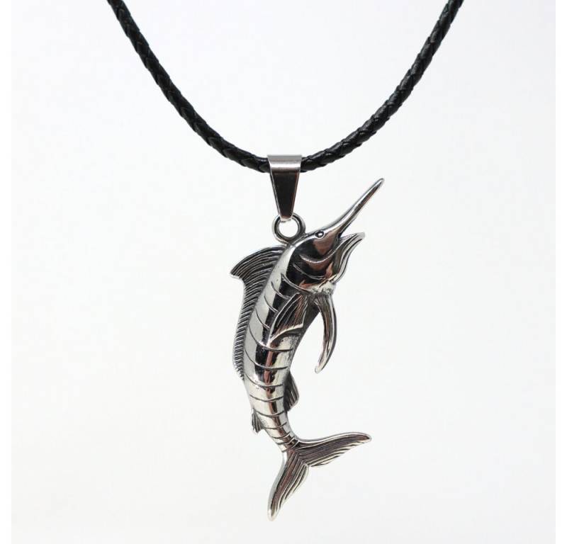 DALMARO Kette mit Anhänger Lederkette Edelstahlkette 316L MARLIN, Herren Halskette Biker / Wikinger Kette - Schmuckbox von DALMARO