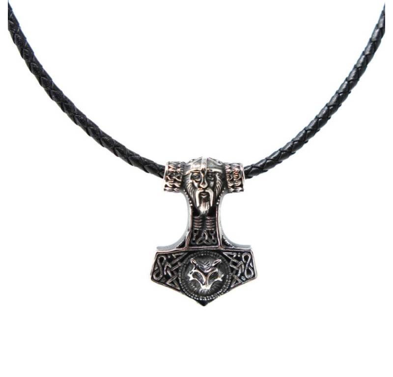 DALMARO Kette mit Anhänger Lederkette Edelstahlkette 316L MINI TORSHAMMER, Herren Halskette Biker / Wikinger Kette - Schmuckbox von DALMARO