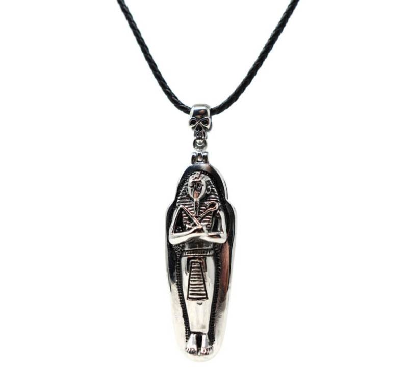 DALMARO Kette mit Anhänger Lederkette Edelstahlkette 316L MUMMY COFFIN, Herren Halskette Biker / Wikinger Kette - Schmuckbox von DALMARO