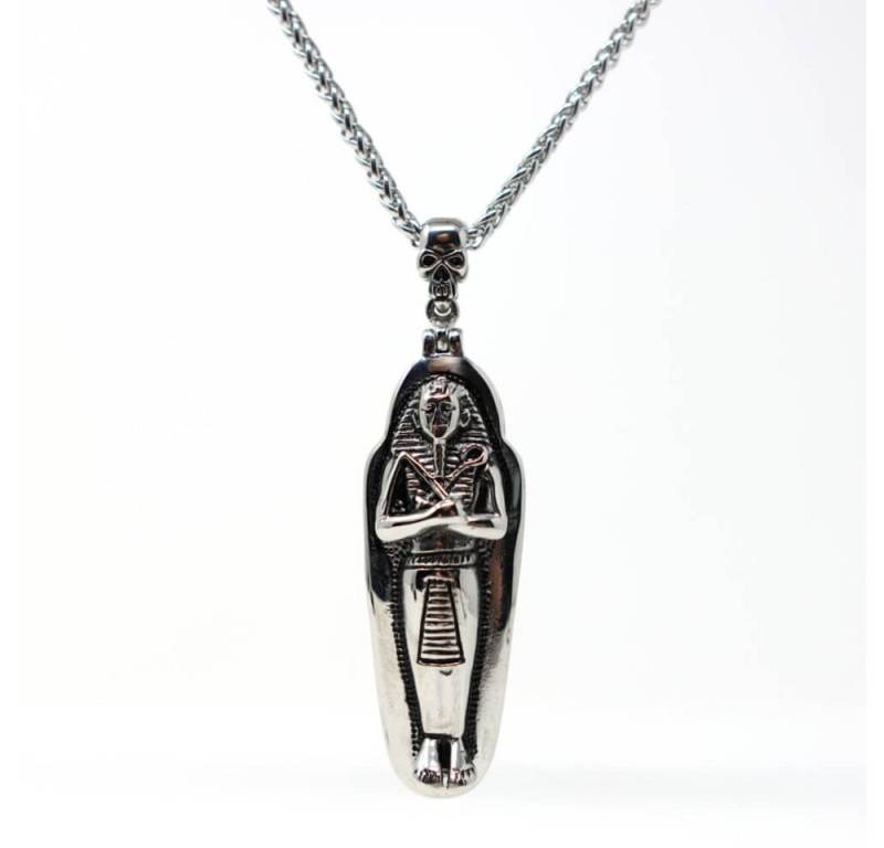 DALMARO Kette mit Anhänger Lederkette Edelstahlkette 316L MUMMY COFFIN, Herren Halskette Biker / Wikinger Kette - Schmuckbox von DALMARO