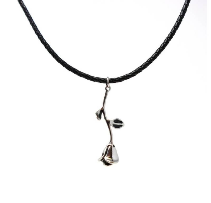 DALMARO Kette mit Anhänger Lederkette Edelstahlkette 316L ROSE, Herren Halskette Biker / Wikinger Kette - Schmuckbox von DALMARO