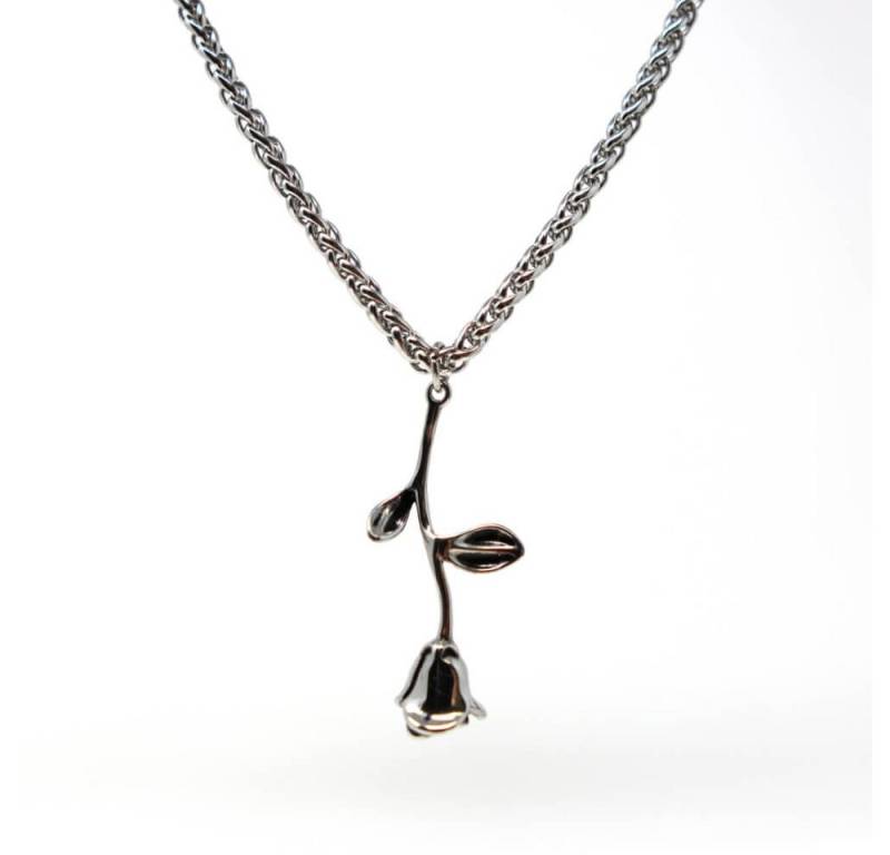DALMARO Kette mit Anhänger Lederkette Edelstahlkette 316L ROSE, Herren Halskette Biker / Wikinger Kette - Schmuckbox von DALMARO