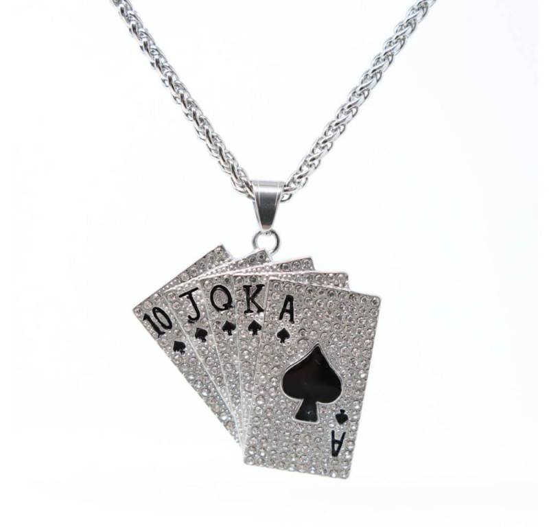 DALMARO Kette mit Anhänger Lederkette Edelstahlkette 316L ROYAL FLUSH, Herren Halskette Biker / Wikinger Kette - Schmuckbox von DALMARO