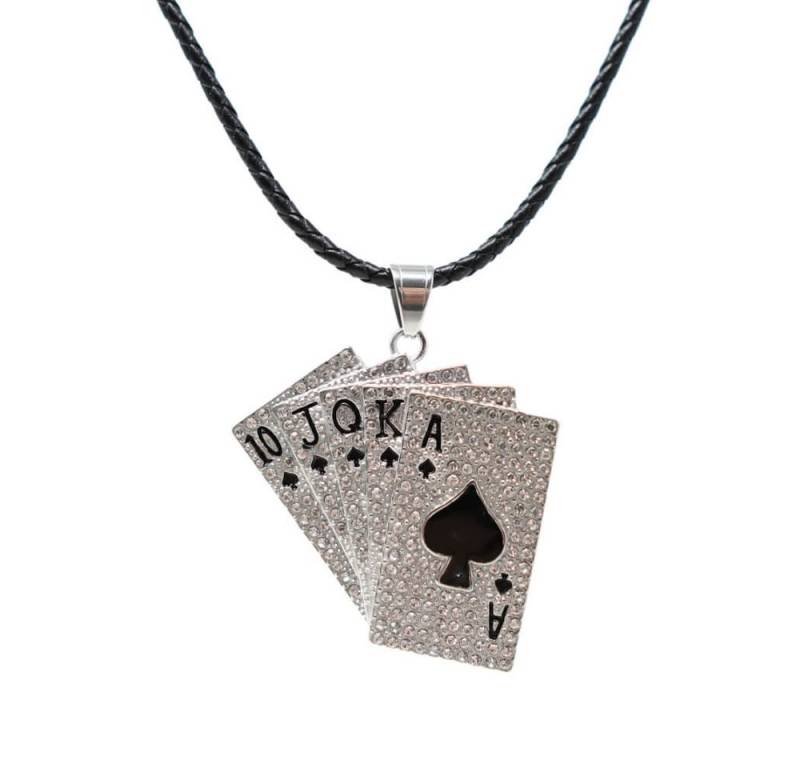 DALMARO Kette mit Anhänger Lederkette Edelstahlkette 316L ROYAL FLUSH, Herren Halskette Biker / Wikinger Kette - Schmuckbox von DALMARO